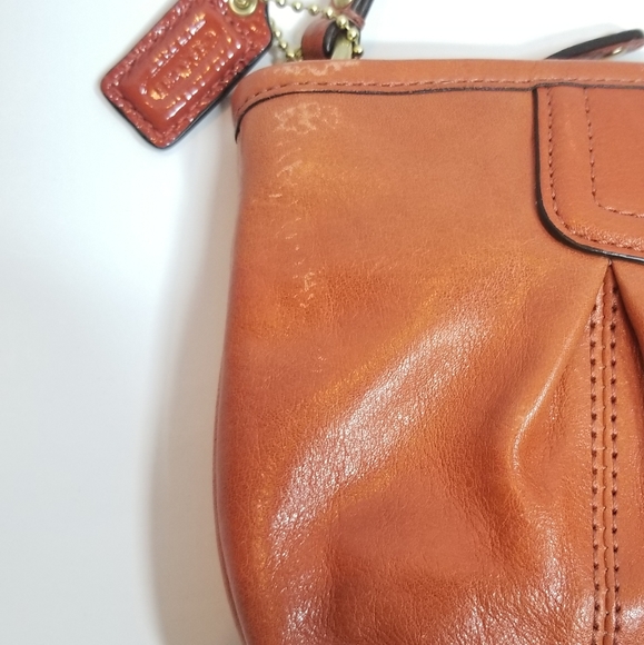 Coach Orange Large Leather Wristlet - Picture 4 of 6